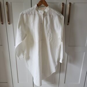Brooks Brothers Shirt Dress Womens M White Mandarin Collar Made in USA Tunic